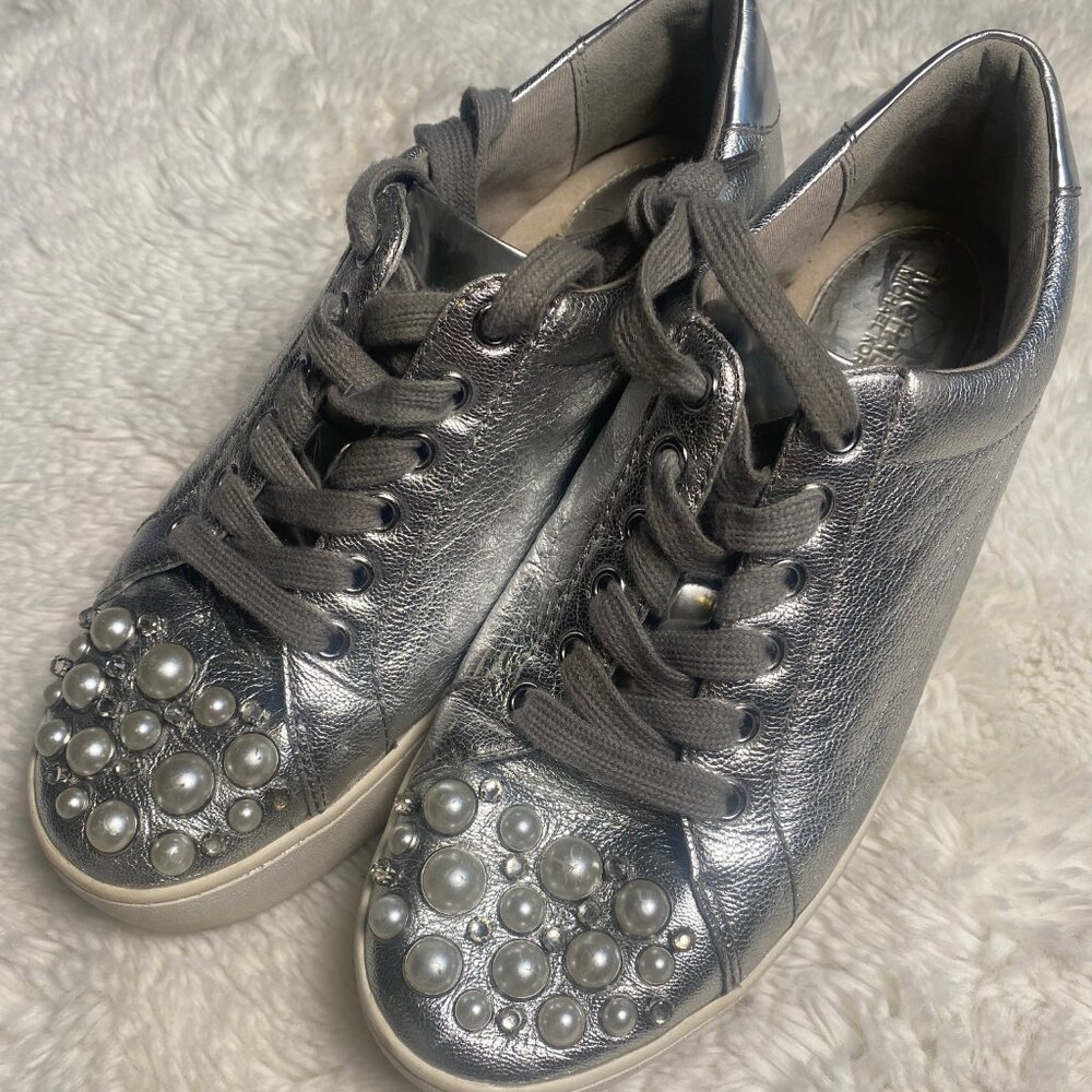 Michael Kors Silver PEARL Stud Sneakers